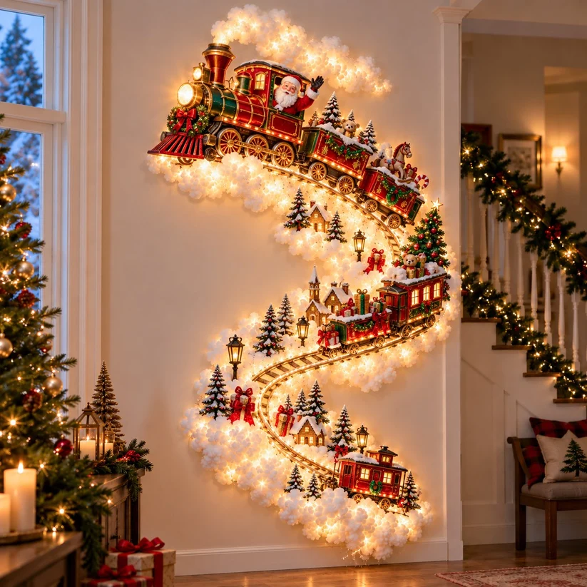 🎄 Christmas Magic LED Train Wall Light | Santa Holiday Wall Decoration!!!