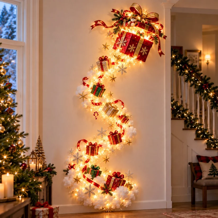 🎄 Christmas Magic LED Train Wall Light | Santa Holiday Wall Decoration