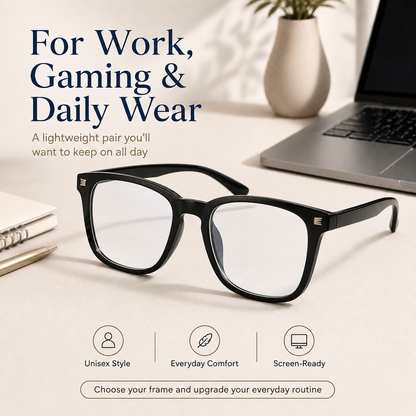 👓 Blue Light Blocking Glasses for Men & Women – Lightweight Everyday Screen Glasses