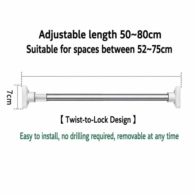 🧺 Expandable Closet Rod – Punch-Free, Adjustable, No Drilling