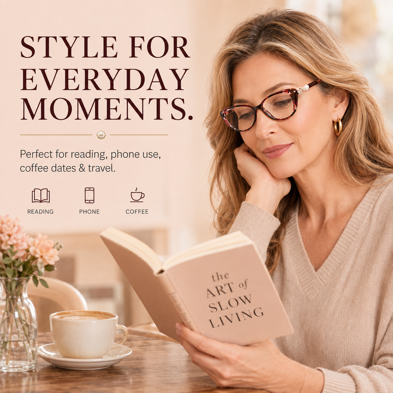 CAT EYE WITH PEARL HINGE PROGRESSIVE MULTIFOCAL READING GLASSES
