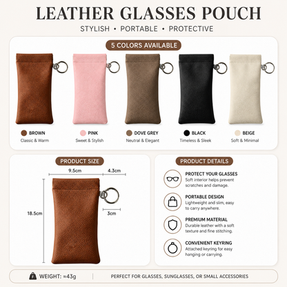 Soft PU Leather Sunglasses Pouch Elastic Opening Eyeglasses Bag
