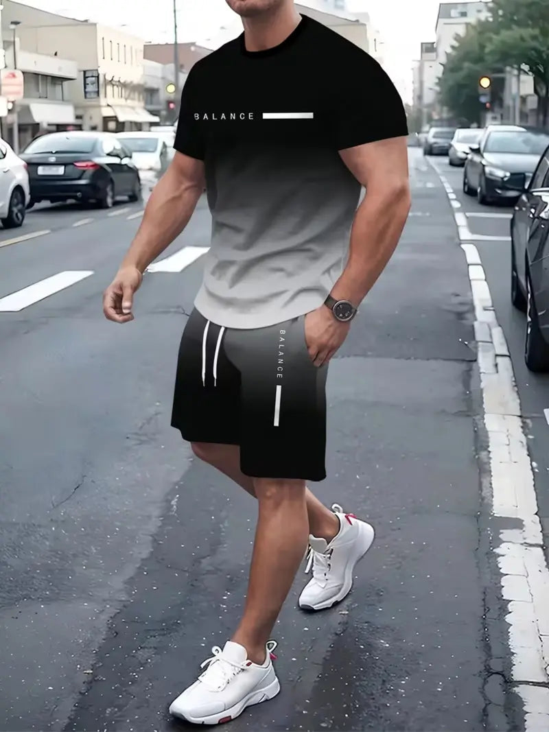 ⚡ Men's Gradient Fitness 2-Piece Set！