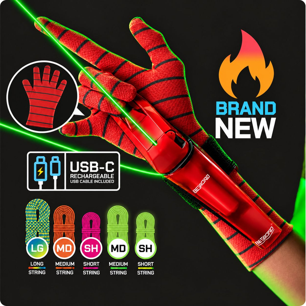 🔥 LAST DAY 50% OFF - 🕷 Rechargeable Wrist String Launcher with UV-Reactive & Glow-in-the-Dark Strings for Kids & Adults 🎁Buy 2 Free Shipping