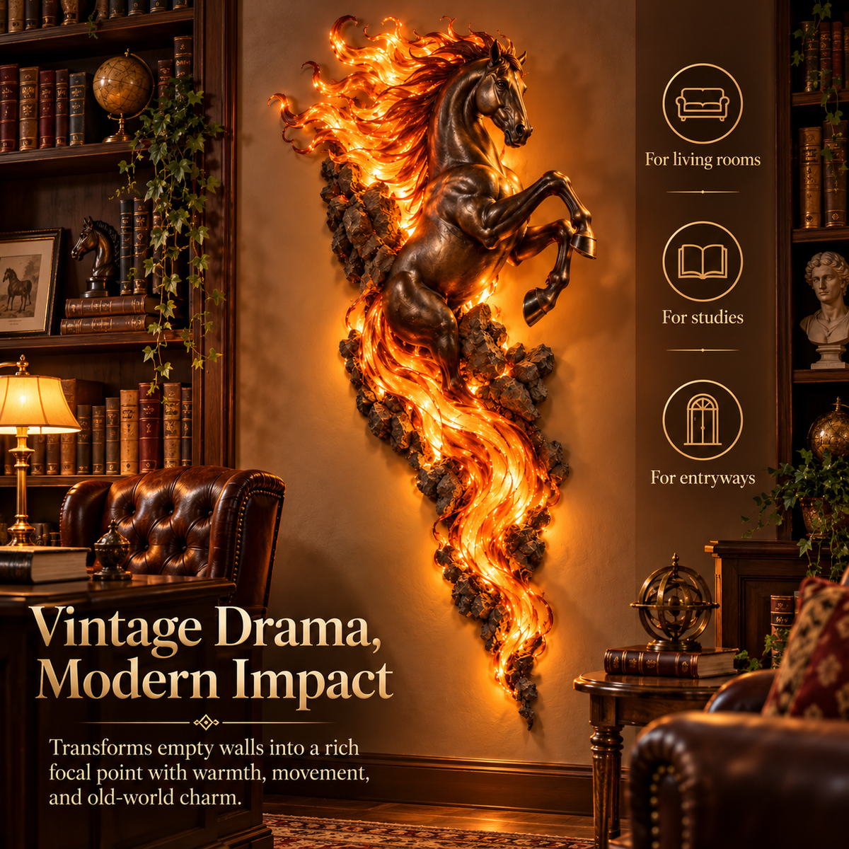 ⏰Limited Stock 50% OFF ✨🐎 Flaming Horse Wall Decor