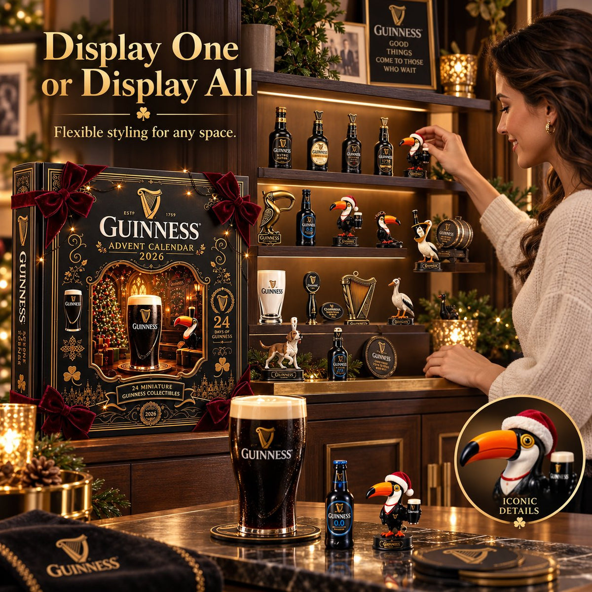 Guinness 2026 Limited Edition Advent Calendar 24-Piece Miniature Collectibles Holiday Countdown Gift for Beer Lovers & Collectors