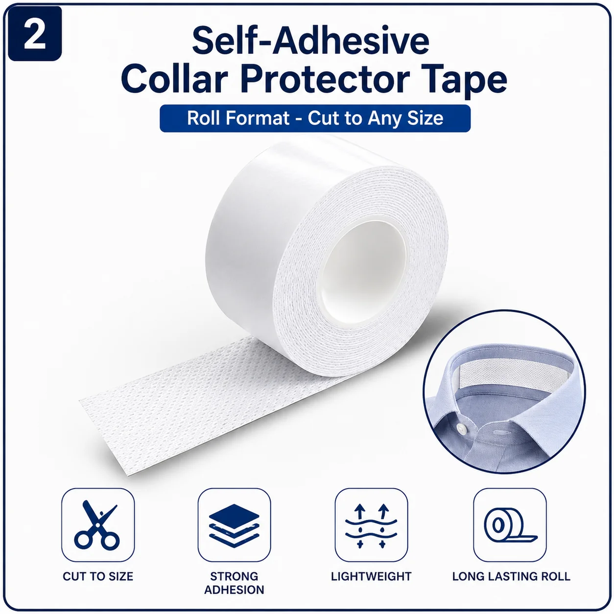 BestJas Self-Adhesive Collar Protector Sweat Absorbent Tape - Self-Adhesive Collar Protector Sweat Absorbent Tape