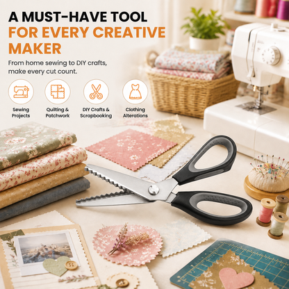 ✨✂️ Heavy Duty Pinking Shears – Stainless Steel Zigzag Scissors for Fabric & Sewing✂️