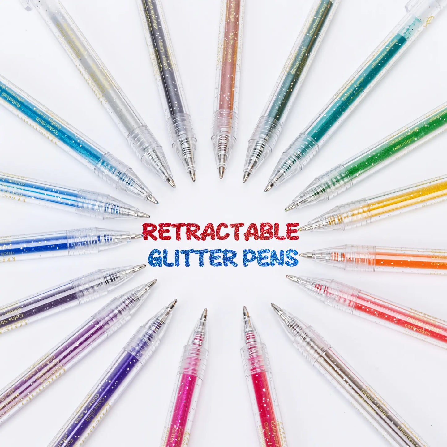 🔥Hot Selling Retractable Glitter Sparkle Gel Pens 1.0mm Fine Tip, Large Capacity Gel Pen Set for Art Journal & Hand Lettering