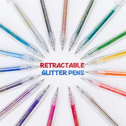 🔥Hot Selling Retractable Glitter Sparkle Gel Pens 1.0mm Fine Tip, Large Capacity Gel Pen Set for Art Journal & Hand Lettering