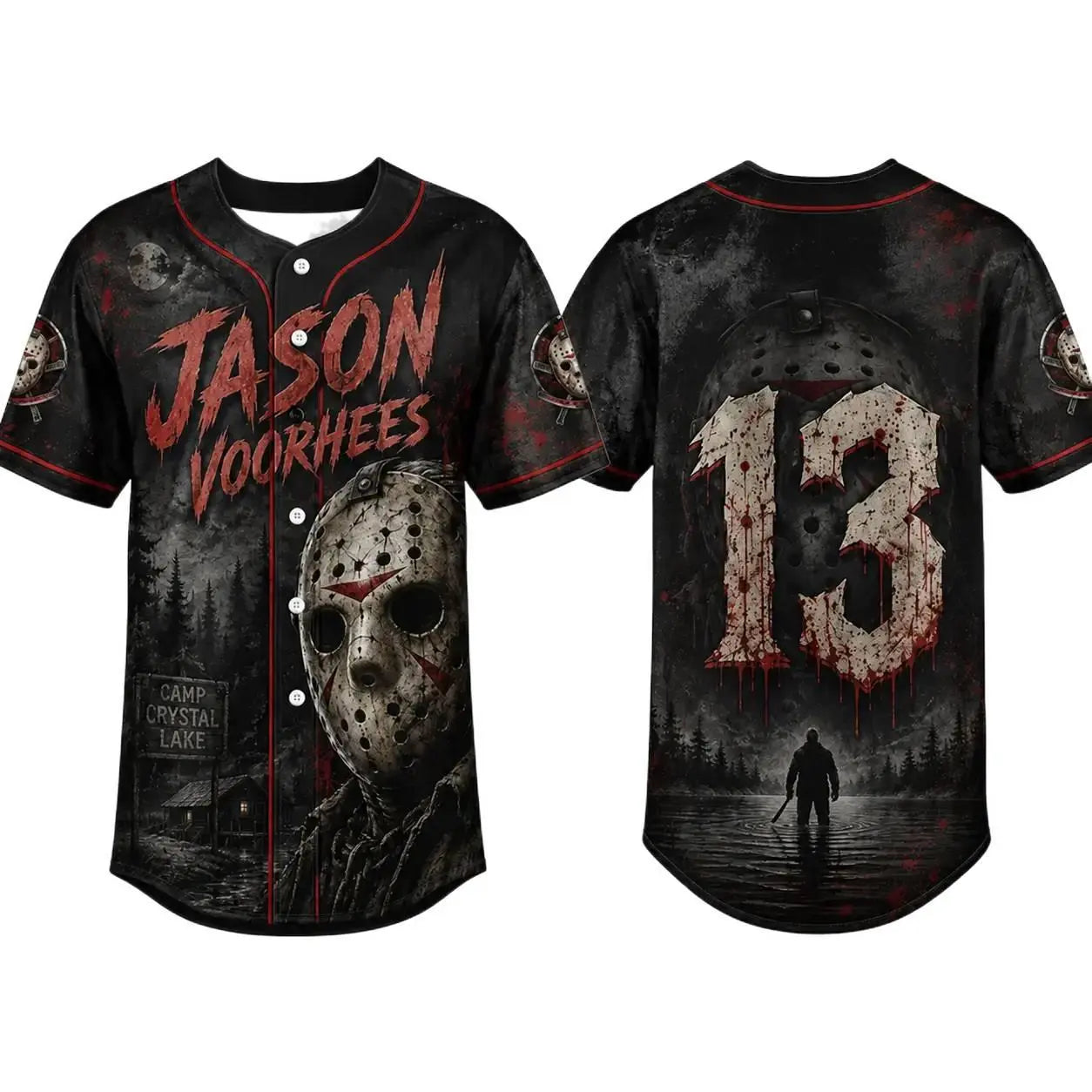 Horror Slasher Baseball Jersey, Classic Horror Movie Characters Shirt, Spooky Squad Halloween Uniform, Halloween party costumes, Halloween Gifts