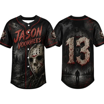 Horror Slasher Baseball Jersey, Classic Horror Movie Characters Shirt, Spooky Squad Halloween Uniform, Halloween party costumes, Halloween Gifts