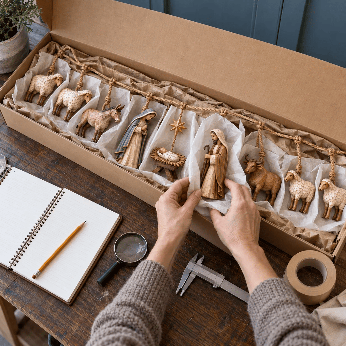 Handcrafted Wooden Nativity Garland