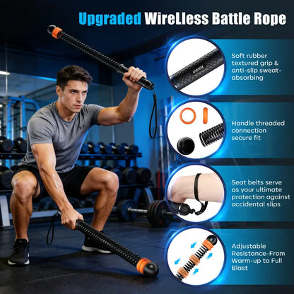 Cordless Battle Ropes with Adjustable Resistance Springs
