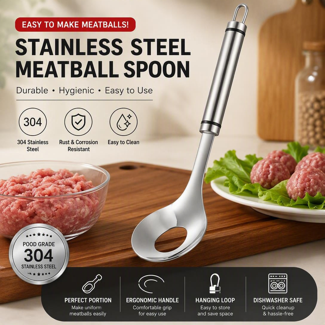 304 Stainless Steel Meatball Scoop Ball Maker – Easy Kitchen Tool for Meatballs, Fish Balls & Dough