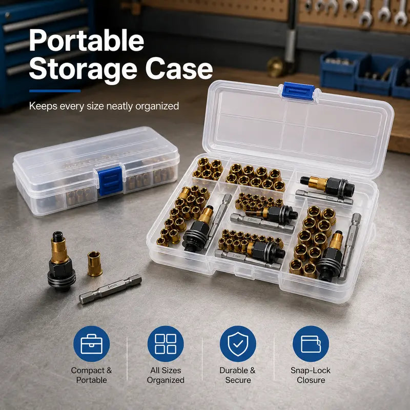 Head Rivet Nut Tool Kit M3-M8 Carbon Steel for Automotive & DIY