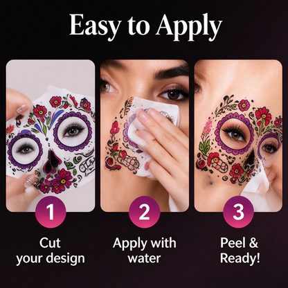 Skull Temporary Face Tattoos