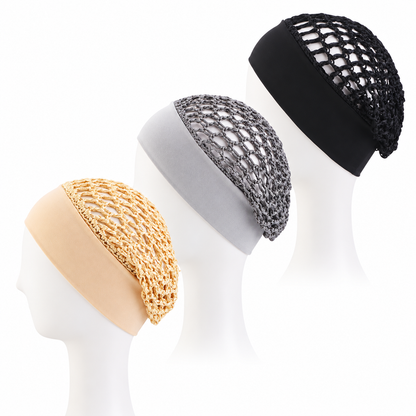 🔥Limited-Time 49% OFF🧶 Wide-Band Crochet Hair Net | 💨 Breathable Stretch Sleep & Beauty Hair Cap