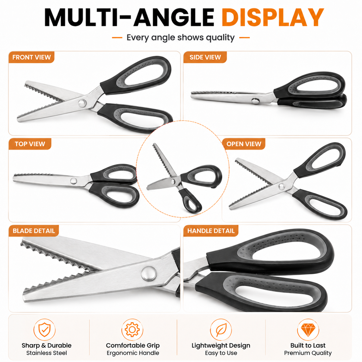 ✨✂️ Heavy Duty Pinking Shears – Stainless Steel Zigzag Scissors for Fabric & Sewing✂️