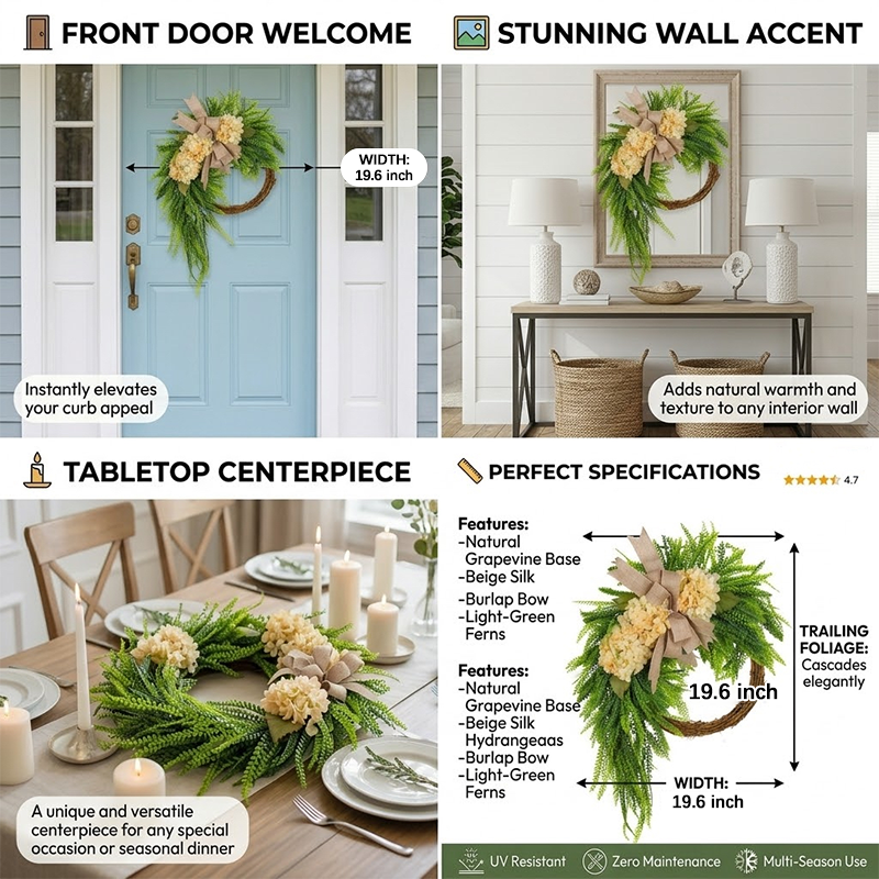 Handcrafted Rustic Hydrangea Wreath – Cozy & Inviting Decor