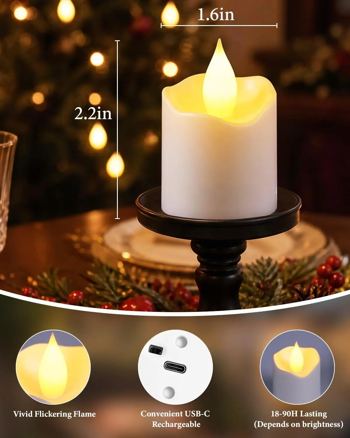 Rechargeable LED Candles with Remote Control, Timer & Charging Base es for Holiday, Party, Indoor Decor