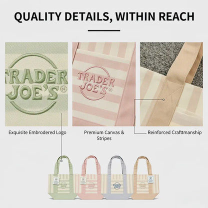 Mini Pastel Striped Canvas Tote Bag
