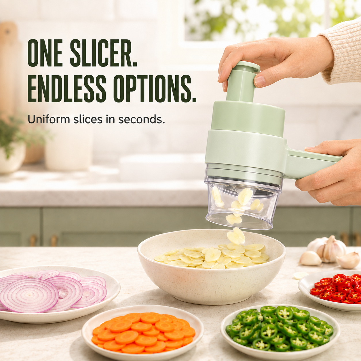 🧄🥕4-in-1 Handheld Electric Chopper – Slice, Mince, Peel & Clean in Seconds ⚡