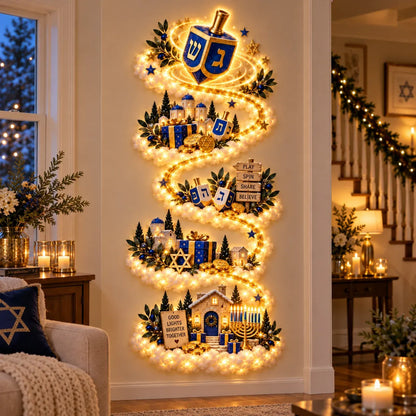 🔥🎁🕎 Hanukkah Festival of Lights Wall Decor Collection – 4 Glowing Designs Celebrating Eight Nights of Light ！！！✨