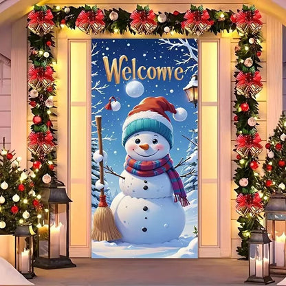 🎄 Christmas Door Makeover Cover Transform Your Front Door Into A Magical Holiday Entrance In Seconds