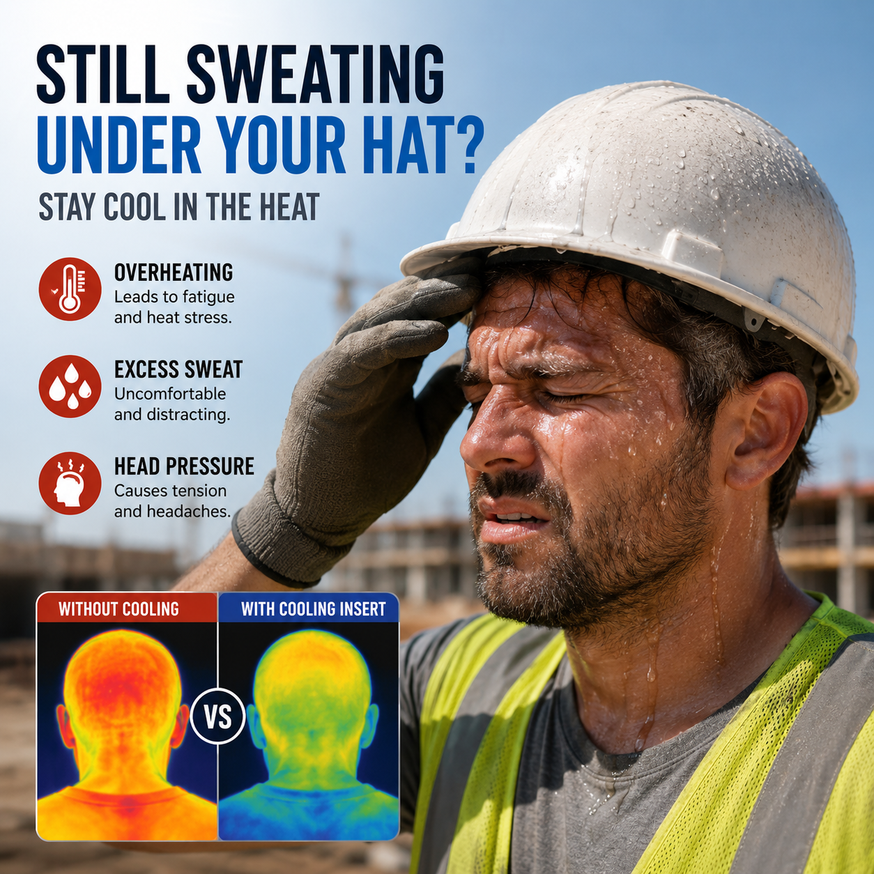 ❄️2PCS  Cooling Hat Insert – Reusable Gel Ice Pack for Helmets & Caps