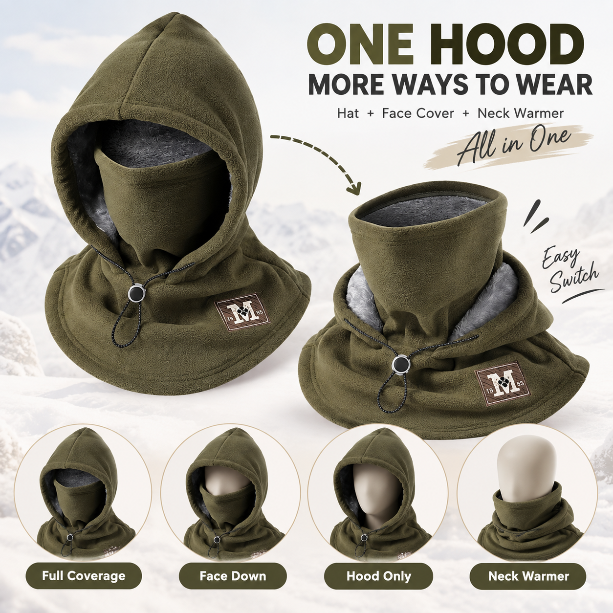 📢LAST DAY 49% OFF🔥 3-in-1 Winter Fleece Balaclava Hood 🧣❄️ Warm Face, Ear & Neck Cover