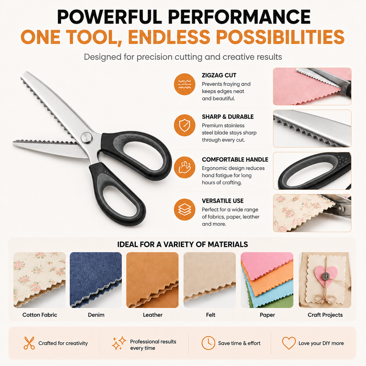 ✨✂️ Heavy Duty Pinking Shears – Stainless Steel Zigzag Scissors for Fabric & Sewing✂️