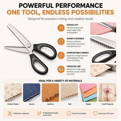 ✨✂️ Heavy Duty Pinking Shears – Stainless Steel Zigzag Scissors for Fabric & Sewing✂️