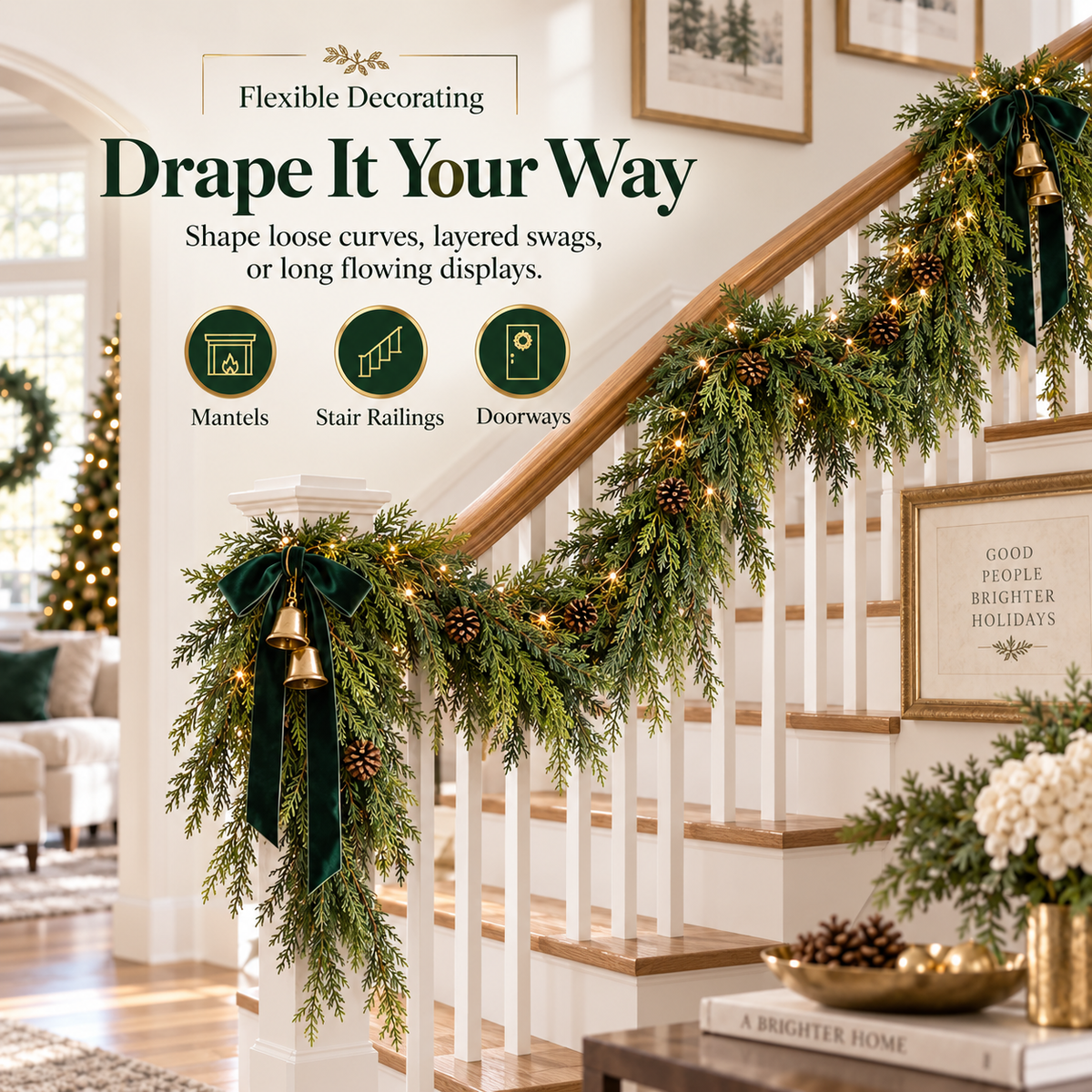 🎄 2-Pack 6FT Real-Touch  Artificial Cedar Garland