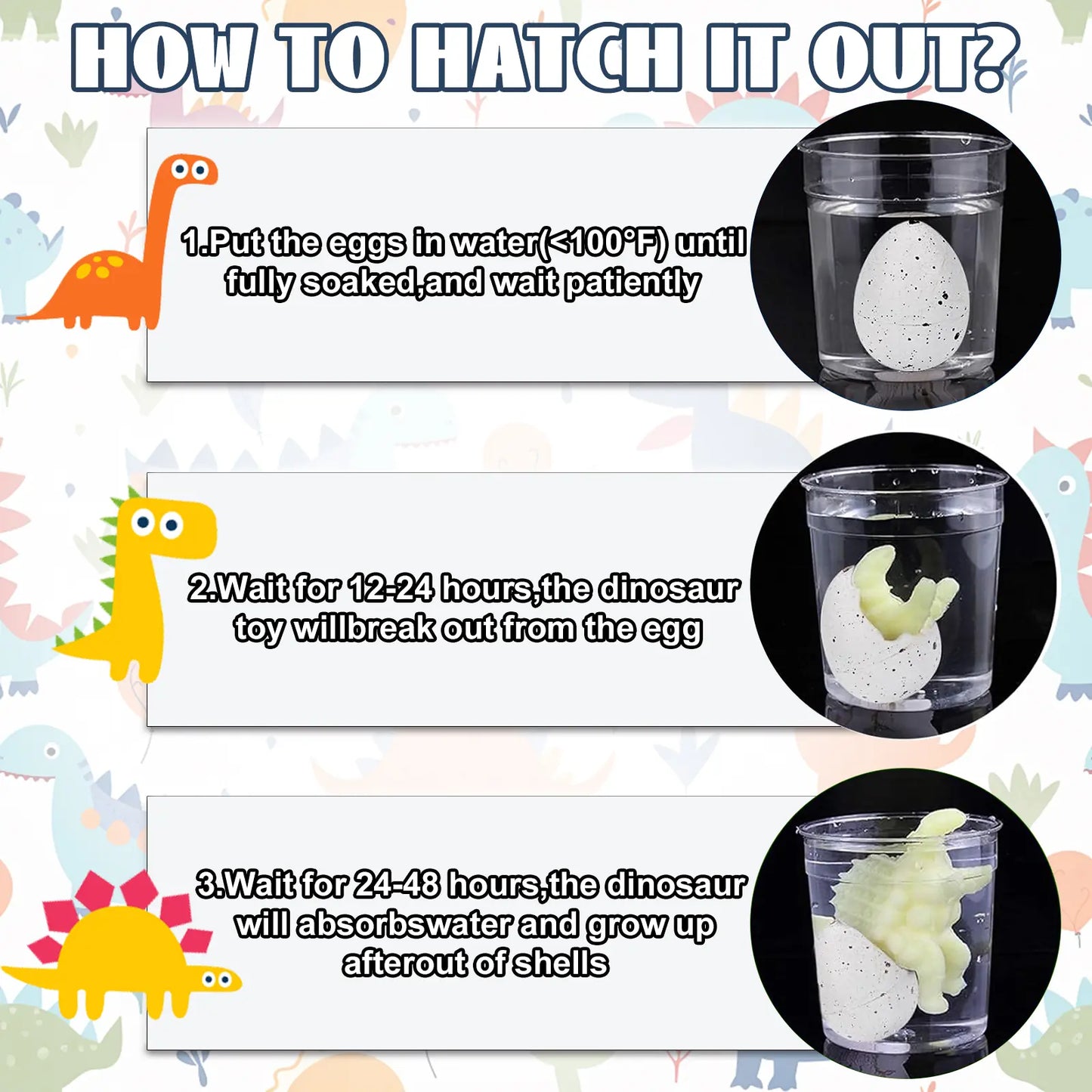 60PCS Dinosaur Eggs Hatching Toys for Kids Party Favors