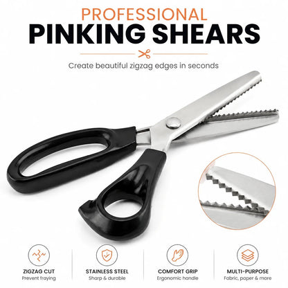 ✂️Professional Pinking Shears – Stainless Steel Zigzag Fabric Cutting Scissors✨🧵