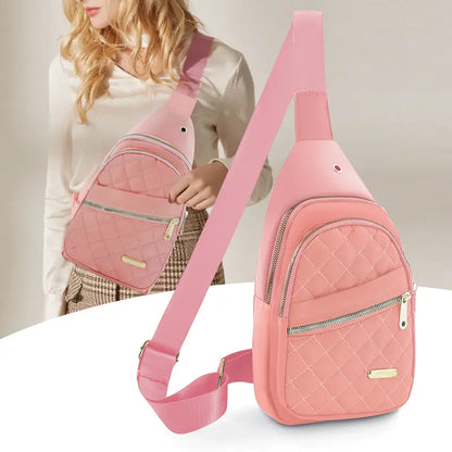 Women's Solid Color Quilted Waterproof Belt Bag