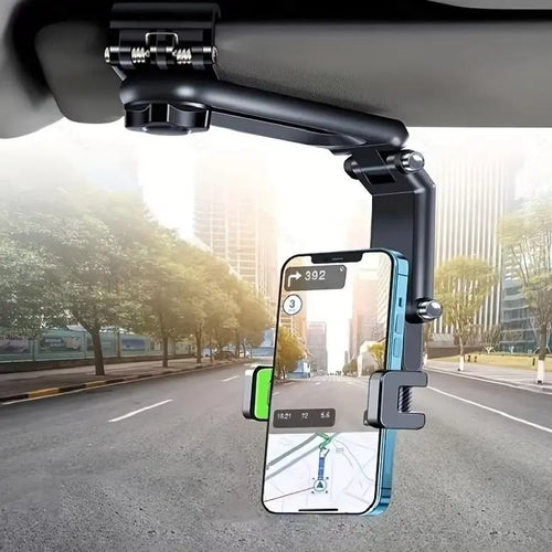 Car Phone Mount - Long Adjustable Arm, 360° Rotatable Anti-Scratch Secure Clamp