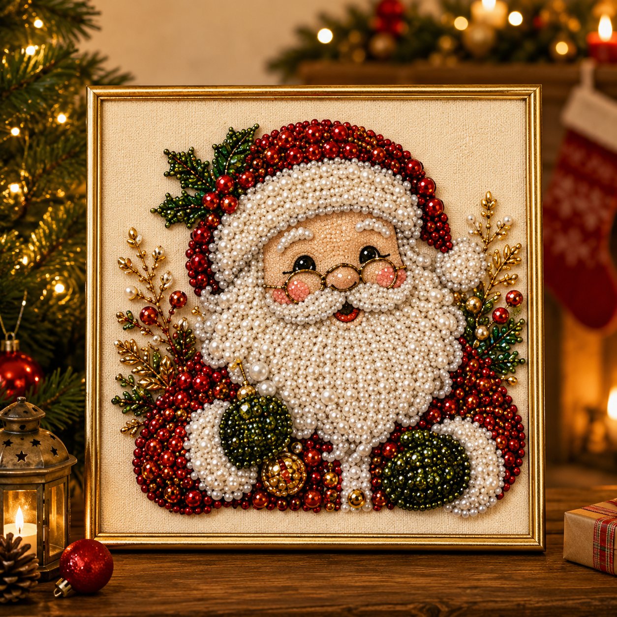 🧘Relaxing & Beginner-Friendly-🎄🎅 Premium 3D Pearl Christmas Wall Art Kit