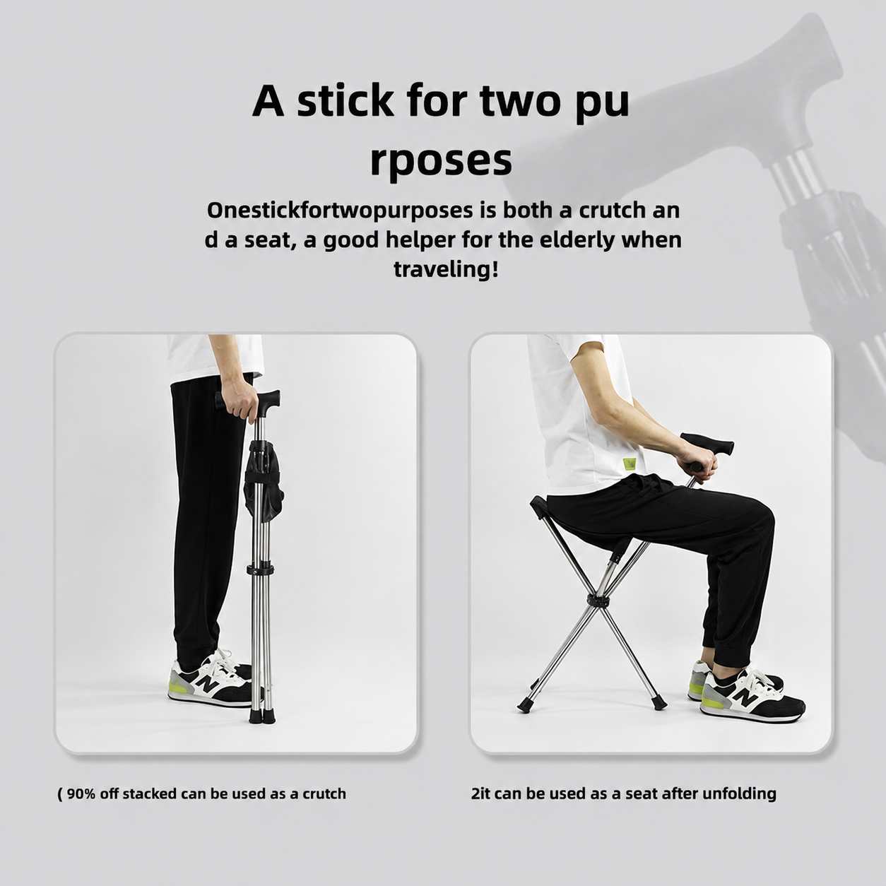 Free shipping//Ultra Light Folding Cane Seat, Compact 2-in-1 Walking Stick Chair, Perfect Gift for Seniors, Travel & Daily Rest Use
