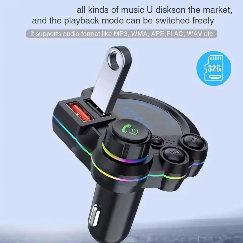 🎁 Hot Sale Promotion 49% OFF🔥5.3 Bluetooth FM Car Charger with Type-C & Dual USB