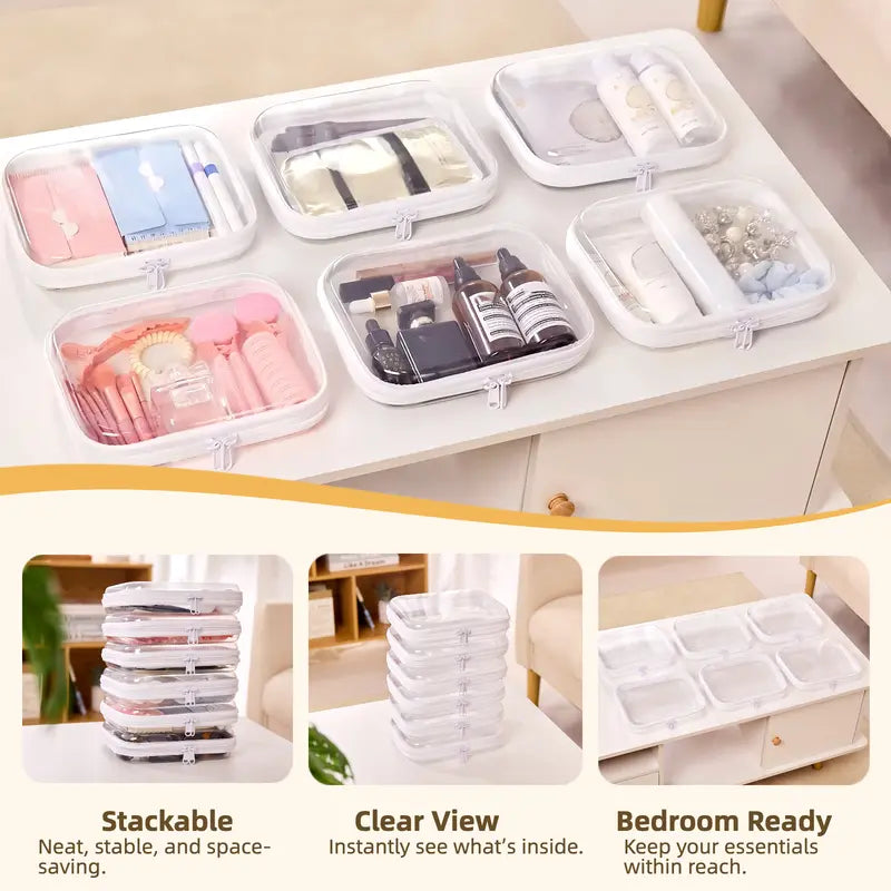 Clear Organizer Storage Box Clear Hard Shell Zipper Case