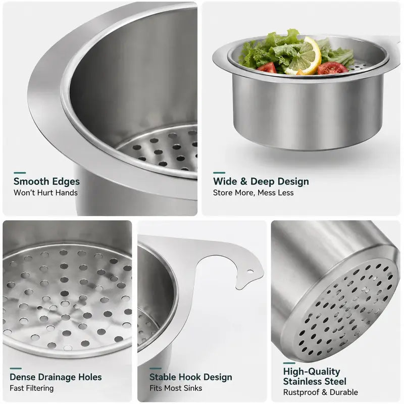 Stainless Steel Hanging Sink Drain Strainer Basket