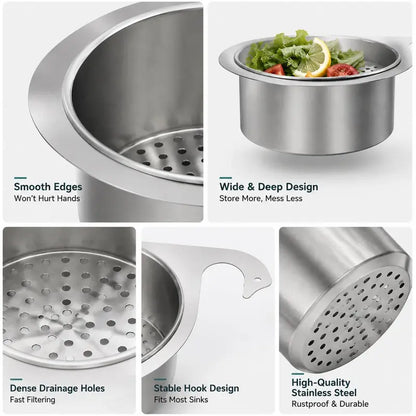 Stainless Steel Hanging Sink Drain Strainer Basket