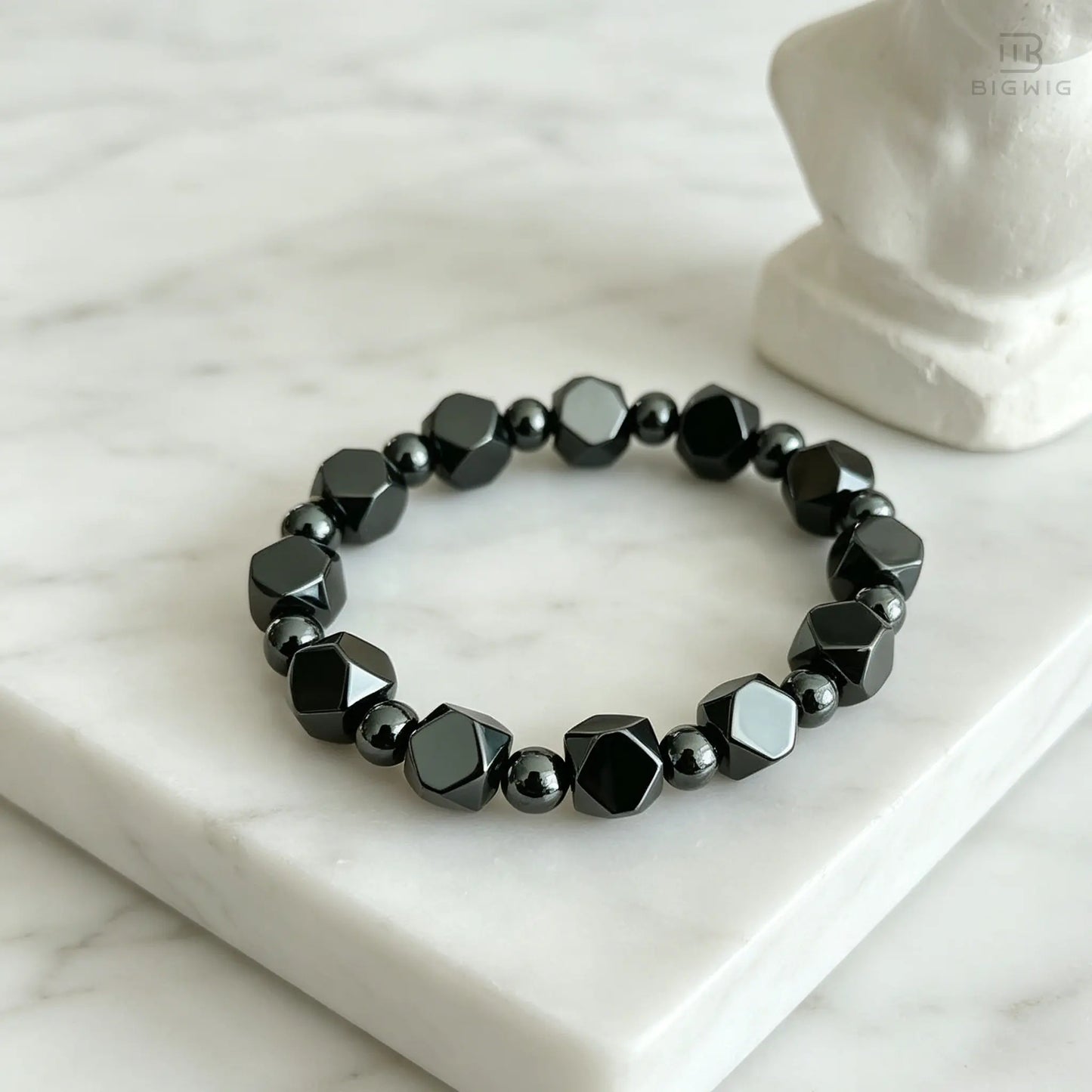 🖤 Hematite Protection Bracelet for Dad – Minimalist Beaded Stone Bracelet, Meaningful Father’s Day Gift for Him