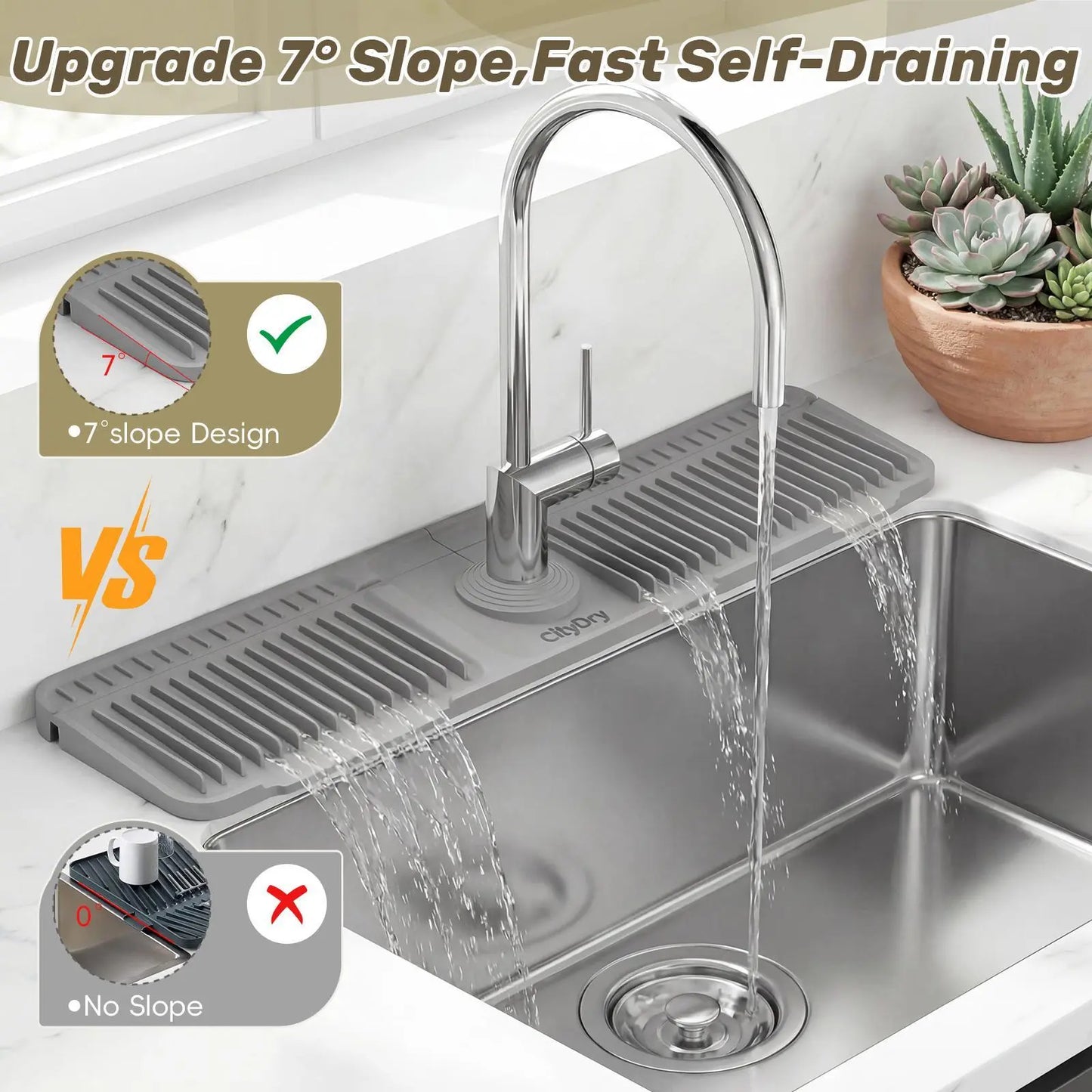 Adjustable Silicone Faucet Splash Guard Mat – Quick-Dry Sink Water Catcher for Kitchen & Bathroom