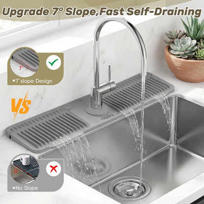 Adjustable Silicone Faucet Splash Guard Mat – Quick-Dry Sink Water Catcher for Kitchen & Bathroom