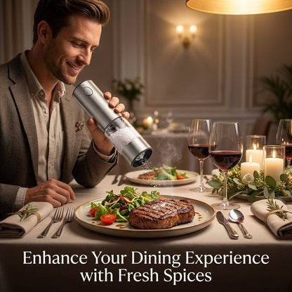 Electric Salt and Pepper Grinder Set – Rechargeable with Adjustable Coarseness
