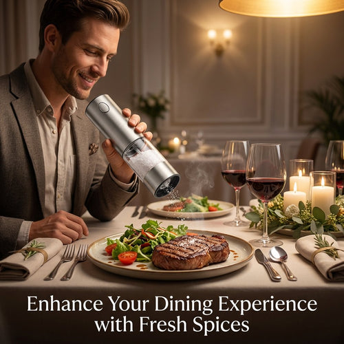 Electric Salt and Pepper Grinder Set – Rechargeable with Adjustable Coarseness