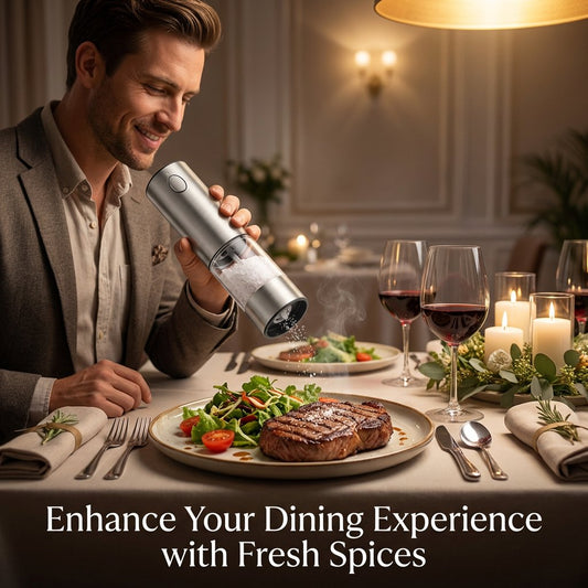 Electric Salt and Pepper Grinder Set – Rechargeable with Adjustable Coarseness